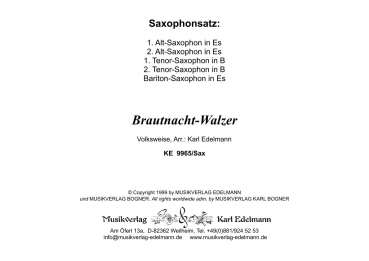 Brautnacht - Walzer - Saxophonsatz Download