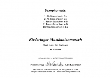 Riederinger Musikantenmarsch - Saxophonsatz - Download