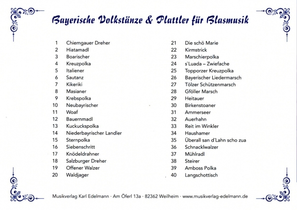 Bayerische Volkstänze & Plattler für Blasmusik
