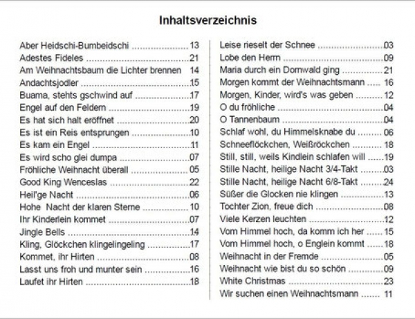 Weihnachtslieder für Bläserquintett - Liedtext