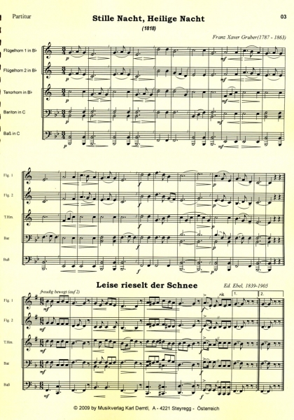 Weihnachtslieder für Bläserquintett - Paritur