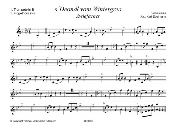 s`Deandl vom Wintergrea - Zwiefacher