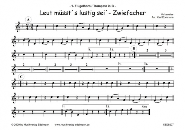 Leut müsst`s lustig sei - Zwiefacher,. Jungbläser