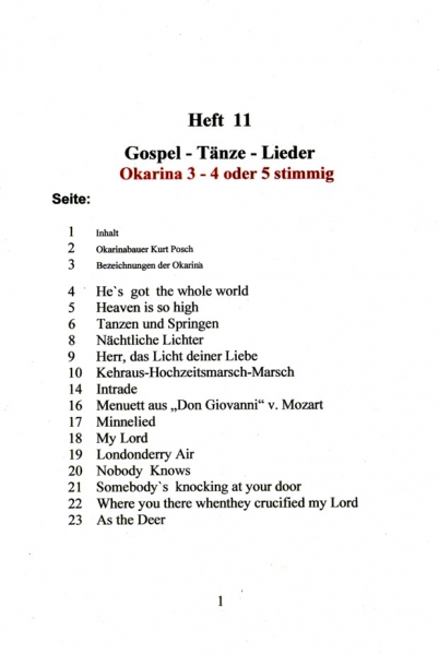 Heft 11 Gospel - Tänze - Lieder