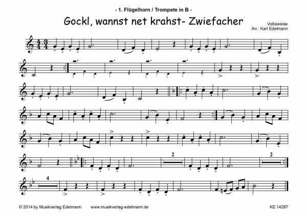 Gockl, wannst net krahst - Zwiefacher, Jungbläser