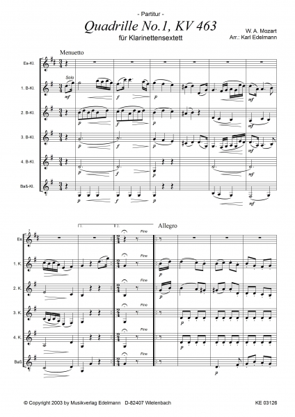 Quadrille No.1 KV 463, W.A. Mozart